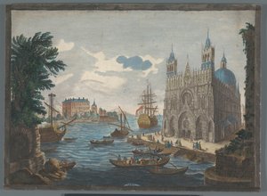 Vista de una catedral gótica en el paseo marítimo
Vue d