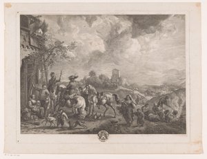 Viajeros por una posada Los bohemios Impresiones de pinturas de Philips Wouwerman (título de la serie) Oeuvres de Ph.pe Wouwermans Hollandois (título de la serie) de Jean Moyreau