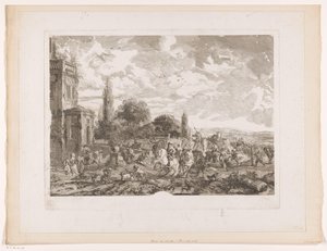 partida de caza para una casa Partie de Chasse para el Vol Impresiones de pinturas de Philips Wouwerman (título de la serie) Oeuvres de Ph.pe Wouwermans Hollandois (título de la serie) de Jean Moyreau