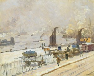 Puerto de Hamburgo en invierno, 1909 de Jean Paul Kayser
