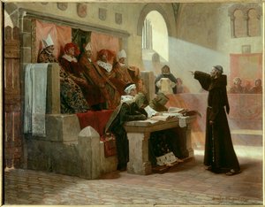 Inquisición albigeois: “El agitador de Languedoc Bernard Delicieux (1260-1318), monje franciscano durante su juicio.” de Jean Paul Laurens