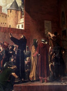 Liberación de los prisioneros de Carcasona en agosto de 1303, el pueblo de Carcasona y Albi vienen a sacar de las mazmorras de la Inquisición a los muchos prisioneros que contenían - Bernard Delicieux intenta contener a la multitud que sus discursos divert de Jean Paul Laurens