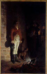 La muerte del Duque de Enghien (1772-1804). Louis Antoine Henri de Bourbon, Duque de Enghien (1772-1804), sospechoso sin pruebas de haber conspirado contra el Primer Cónsul Napoleón Bonaparte fue ejecutado el 21 de marzo de 1804 en Vincennes. Pintura de Je