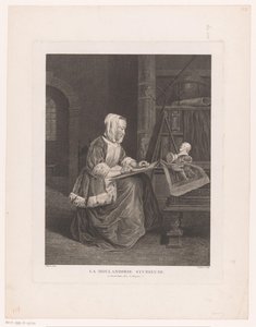 Interior con mujer dibujo Uso de estudio de La Hollandoise (título sobre objeto)