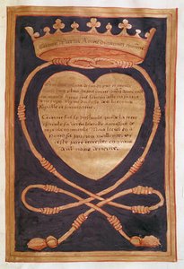 Fol. 61r El corazón coronado de coraje, del relato del funeral de Ana de Bretaña (1477-1514) 1515