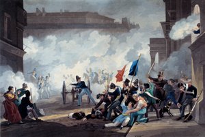 Revolución de 1830: Un estudiante de la Escuela Politécnica se apoderó de un cañón durante la captura del Palais-Royal el 28 de julio de Jean Pierre Marie Jazet