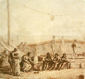 El vendedor de café en el Pont-Neuf, 1819 de Jean Pierre Norblin de La Gourdaine
