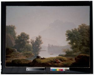 Mañana y tarde: Un paisaje clásico con pastores, un acueducto más allá de Jean Pierre Pequignot