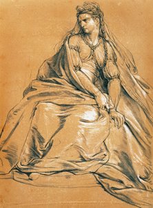 La actriz Adrienne Lecouvreur (1692-1730) en el papel principal de Andromaque, de Jean Racine (1639-1699), dibujo, Francia. de Jean Racine