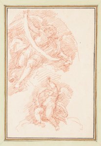 Figura Alada Sosteniendo Correa con Putto de Jean Robert Ango
