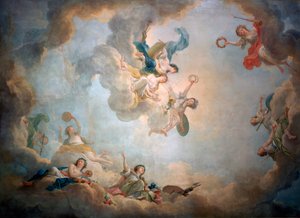 Techo de la sala de juegos de María Antonieta, Chateau de Fontainebleau, c1763-1811 de Jean Simon Berthelemy