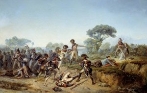 Guerra de vendee el caballero Charles de bois-hardy (madera dura, boishardy) queriendo salvar a su amante (1795). Pintura de Jean Soreuil (1824-1871) de Jean Soreuil