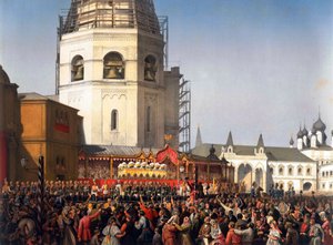 Procesión después de la coronación del Zar Alejandro II de Rusia, Moscú, 1856 de Jean Sorieul