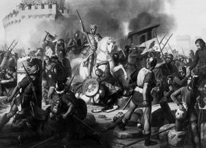El conde Eudes (Odon) (860-898) defiende París contra los normandos en 886 de Jean Victor Schnetz