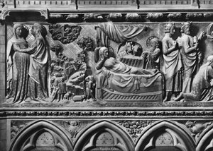 Catedral, interior, pantalla del coro, Visitación, Anunciación a los pastores, Natividad, c.1340-51 de Jean and Jean Le Boutellier Ravy