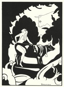 Los libros de amor de Ovidio: Engañados por la imagen de una vaca (litografía en color)