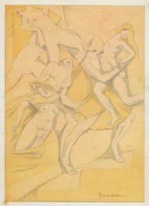 Los libros de amor de Ovidio: Sin embargo, los romanos se llevan a las mujeres (litografía en color) de Jean de Bosschere