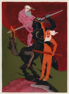 Los libros de amor de Ovidio: La feroz Lapithae y la monstruosa raza de los Centauros (litografía en color) de Jean de Bosschere