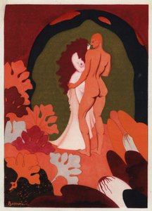 Los libros de amor de Ovidio: Estrecharla suavemente a mi lado (litografía en color)