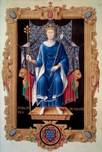 Retrato a pie del rey Felipe VI de Valois (1293-1350) Miniatura de Jean du Tillet (1484-1520) del "Recueil des reyes de Francia" siglo XVI París, B.N.