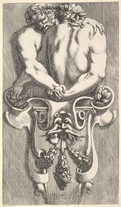 Diseño para un Término con Dos Sátiros Abrazados, de: Curieuses recherches de plusieurs beaus..., 1645