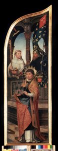 ""Representación de San Guillermo de Bruselas, San Bernardo de Claraval (San Bernardo di Chiaravalle)"" Panel derecho del tríptico de la anunciación (La anunciación). Pintura sobre madera de Jean Bellegambe el Viejo (1470-1534) San Petersburgo, m de Jean the Elder Bellegambe