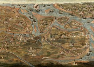 Mapa de la zona de Zwin (óleo sobre lienzo) de Jehan de Hervy
