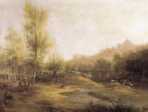 Las lavanderas de Manzanares de Jenaro Pérez Villaamil