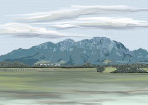 Paisaje de montañas lejanas de Jenna Alheit