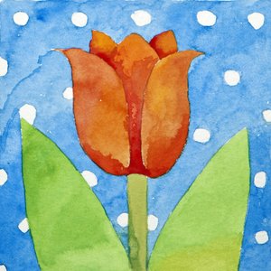 Tulipán azul fondo de manchas blancas, 2013 (acuarela) de Jennifer Abbott