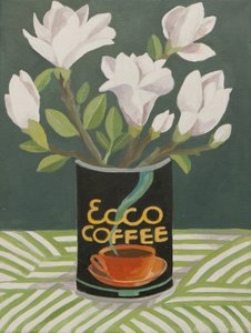 Magnolia blanca en lata de café vieja (acrílico) de Jennifer Abbott