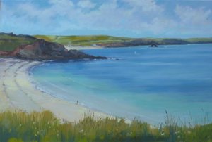 Playa de Thurlestone, día de verano tranquilo, 2016