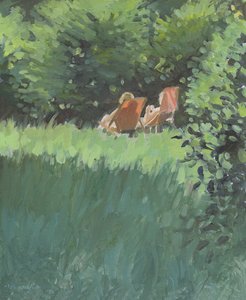 Two Ladies Relaxing In Sun (óleo sobre lienzo) de Jennifer Wright