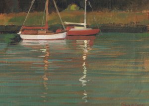 Reflejos de yate (óleo sobre lienzo) de Jennifer Wright
