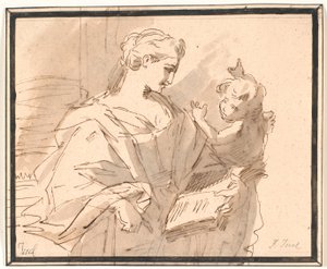 Una santa con un libro y un putto de Jens Juel