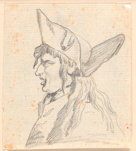 Un hombre gritando (¿un suizo?) con un sombrero triangular