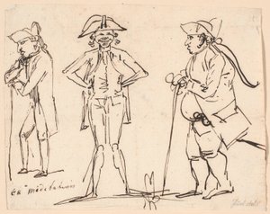 Meditación. Caricaturas de Clemens, Juel y Charles Bonnet de Jens Juel