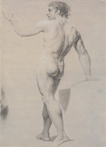 Modelo de pie, vista desde la espalda, brazo izquierdo levantado de Jens Juel