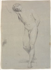 Modelo de pie de frente, cabeza apoyada en el brazo derecho levantado; no terminado de Jens Juel