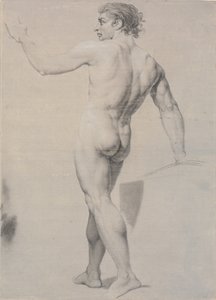 Modelo de pie, vista desde la espalda, brazo izquierdo levantado de Jens Juel