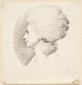 La actriz Mme. Frydendahl, nacida Møller. Perfil hacia la izquierda de Jens Juel