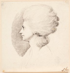 La actriz Mme. Frydendahl, nacida Møller. Perfil hacia la izquierda de Jens Juel