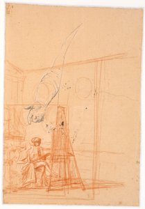Estudio del brazo derecho de una figura masculina de pie y un boceto compositivo para un doble retrato de Juel y su esposa en el caballete