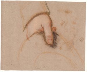 Estudio para el retrato de la familia Ryberg; la mano izquierda de Johan Christian Ryberg sosteniendo un sombrero de Jens Juel