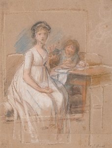 Boceto para un grupo de retratos. Regine Sophie Tutein, nacida Wraatz con su hijo Peter de Jens Juel