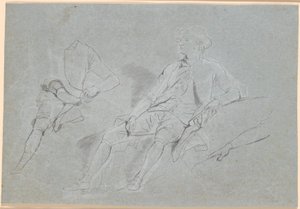 Boceto para un retrato de figura completa de un caballero, sentado al aire libre de Jens Juel