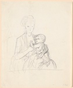 Boceto del retrato de la condesa Sophie Magdalene Raben, nacida von Qualen, con su hijo mayor, nacido en 1784 de Jens Juel