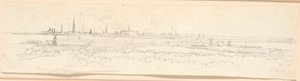 Vista de Copenhague desde la colina de Frederiksberg. Estudio de fondo para el retrato de Federico VI como príncipe heredero de Jens Juel