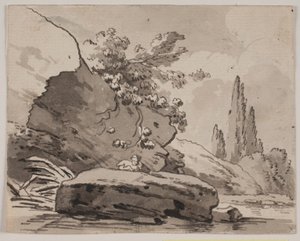 Rocas y cipreses