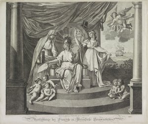 Alegoría de la Alianza con Francia, 1795 Unión de las Mancomunidades de Francia y Batavia (título sobre el objeto) de Jeremias Snoek